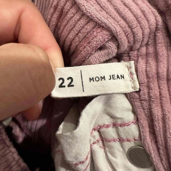 PacSun Womens Pink Corduroy‎ Mom Jean High Rise Pants Button Closure Belt Loops - Picture 6 of 7